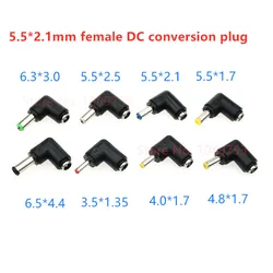 5PCS DC Power Jack 5.5 x 2.1mm Female To 6.5 4.8 4.4 4.0 3.5 3.0 2.5 2.1 1.7 1.35 MM Male DC Plug Connectors