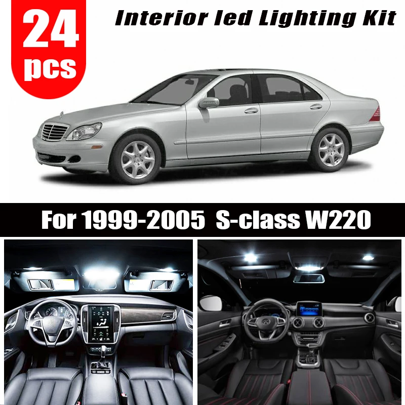 For 1999-2005 Mercedes Benz S class W220 S500 S600 S55AMG S63AMG S65AMG LED lamp Interior + License plate Light full Kit