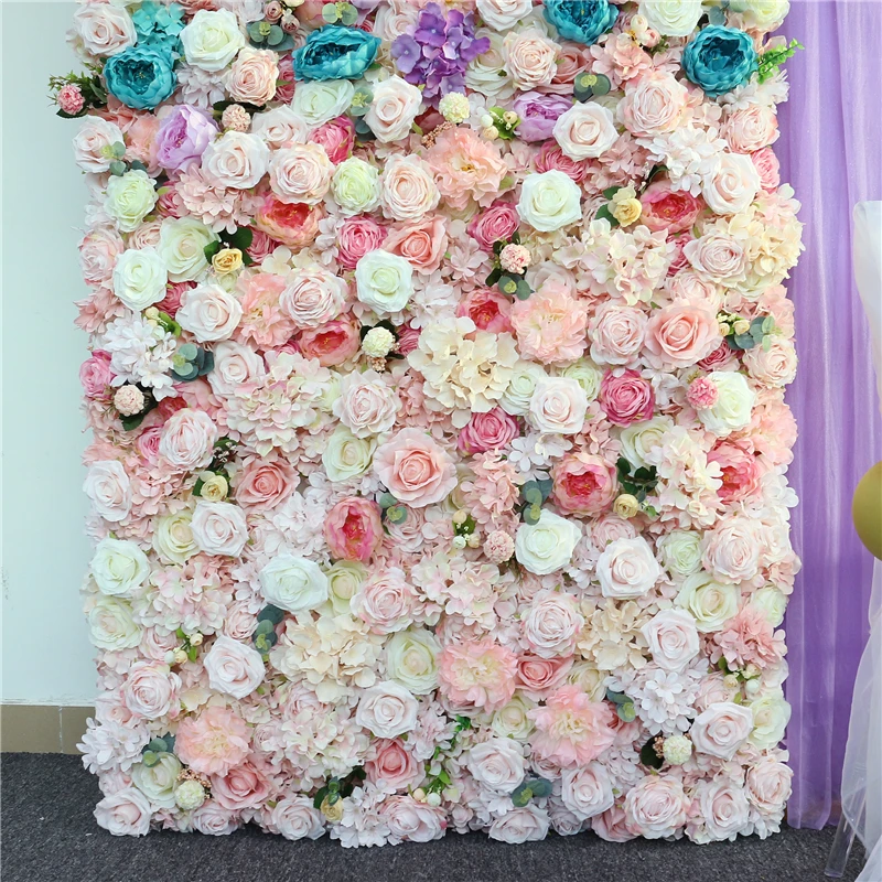 

DIY Artificial Flower Wall Wedding Decor Silk Fake Flowers Background Wall Purple Floral Decoration 3D Hybrid Flower Walls