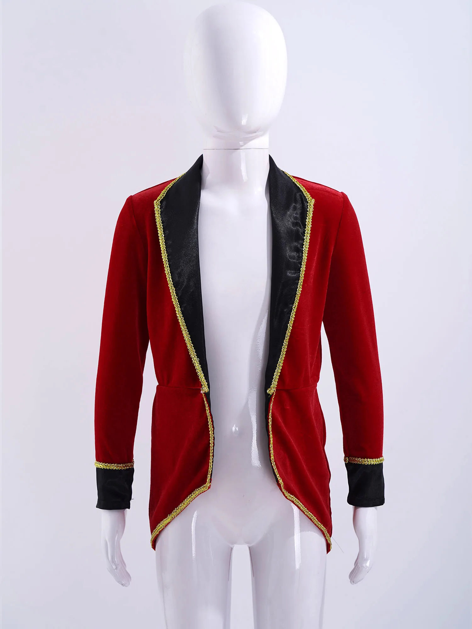 Kids Girls Queen Cosplay Costume Halloween Circus Ringmaster Roleplay Performance Jacket Long Sleeve Lapel Collar Tuxedo Coat