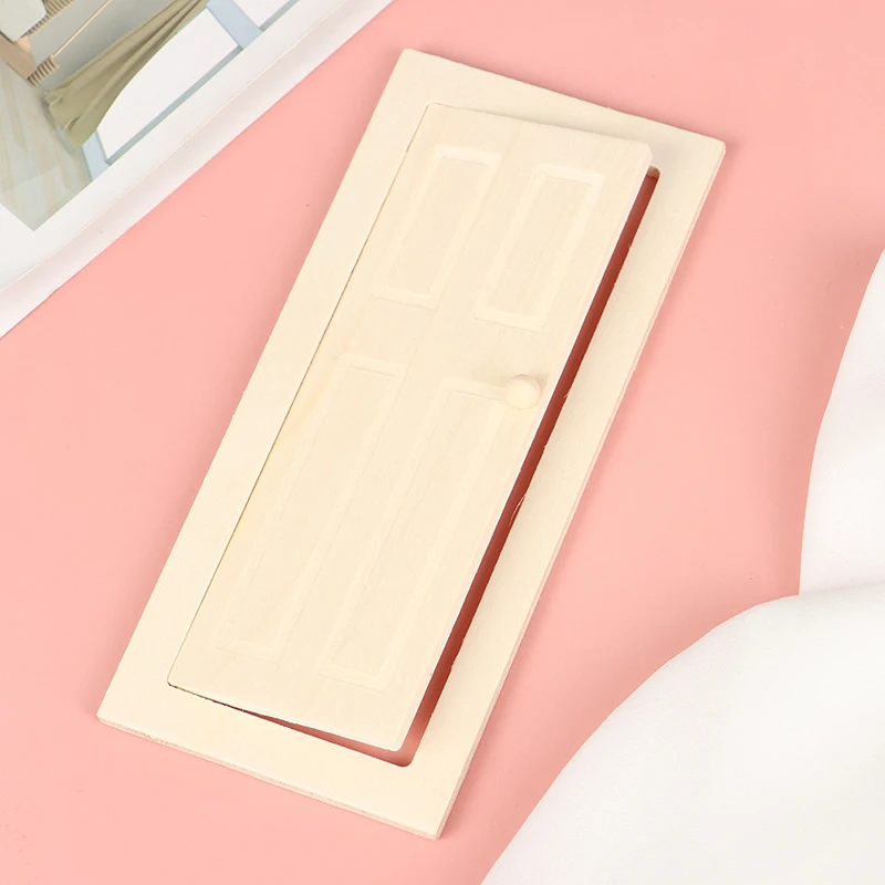 Accesorios de muebles de puerta de madera para interiores en miniatura, decoraciones de casa de muñecas DIY, juguetes para niños, regalo, escala 1/12, 1 Pc