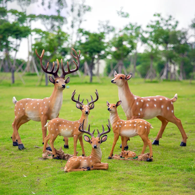 

Garden Simulation Animal Resin Deer Sculpture Decoration Outdoor Courtyard Figurines Crafts Park Lawn Villa Ornaments Decoration