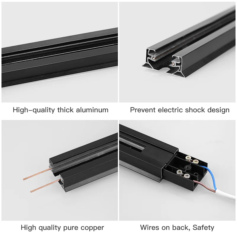 Imagem -05 - Led Trilha Luz Montagem Trilho de Alumínio 0.5m 1m Preto Branco em Linha Reta l Cruz Conector Jointer para Fio Faixa Luz Lote