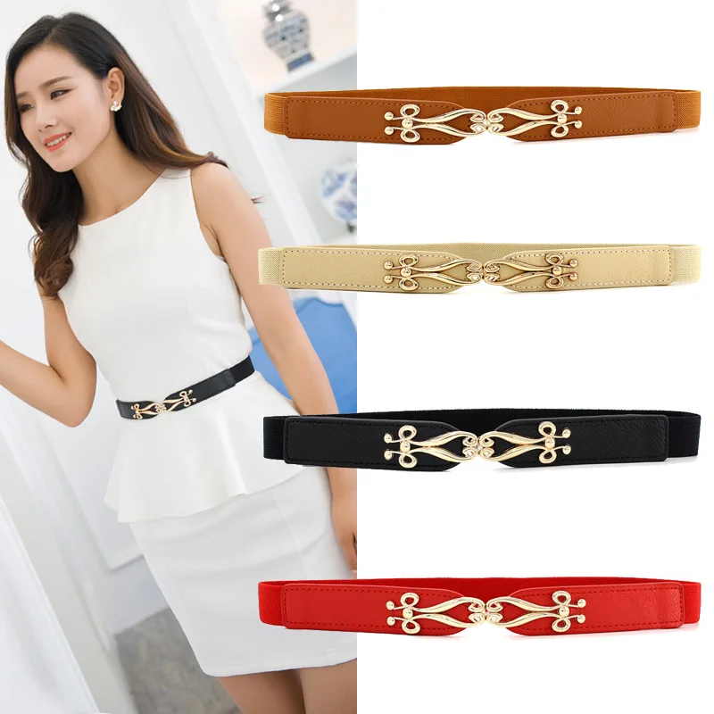 Women's Belt Elastic Pleats Decorative Fine Korean Version Of The Wild Fashion Elastic Candy Skirt