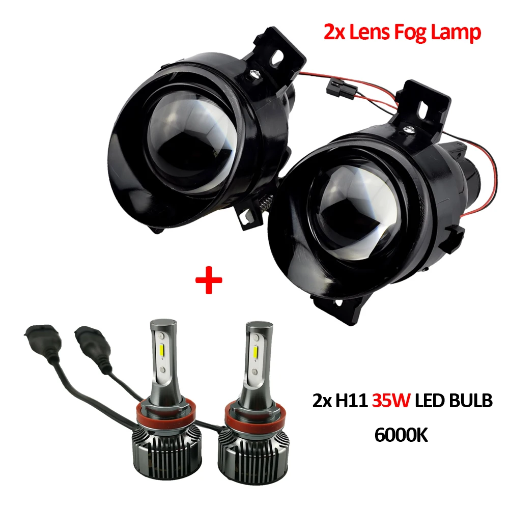 1pair Left + right LED 35W H11 6000K Super bright Lens Fog Lamps Fog Lights 26150-89905 For N issan X trail T32 Rogue 2014-2017