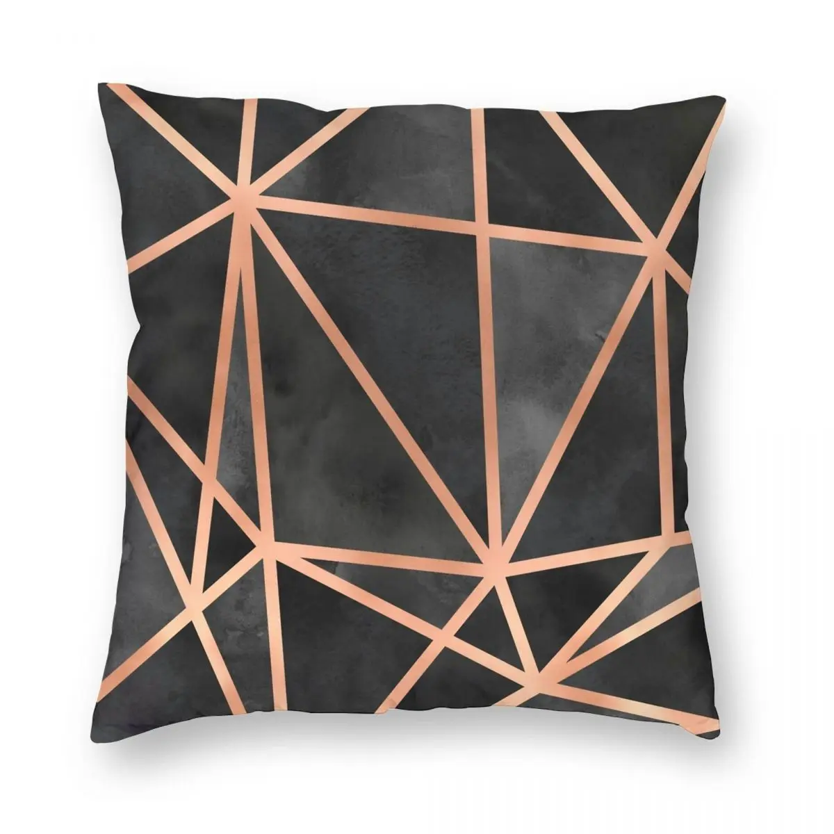 

Black Copper Geo Square Pillowcase Polyester Linen Velvet Pattern Zip Decor Throw Pillow Case Home Cushion Cover