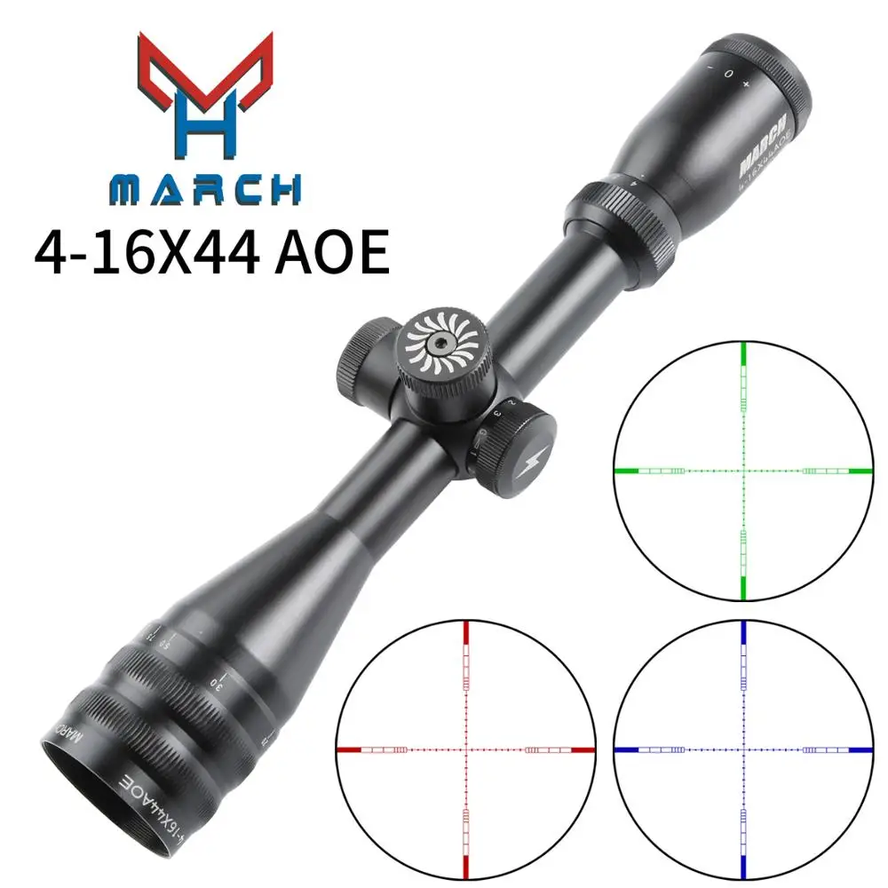 March HS4-16X44AOE Tactical Riflescope Spotting Scope for Rifle Hunting Optical Collimator PCP Air Gun Airsoft Sight