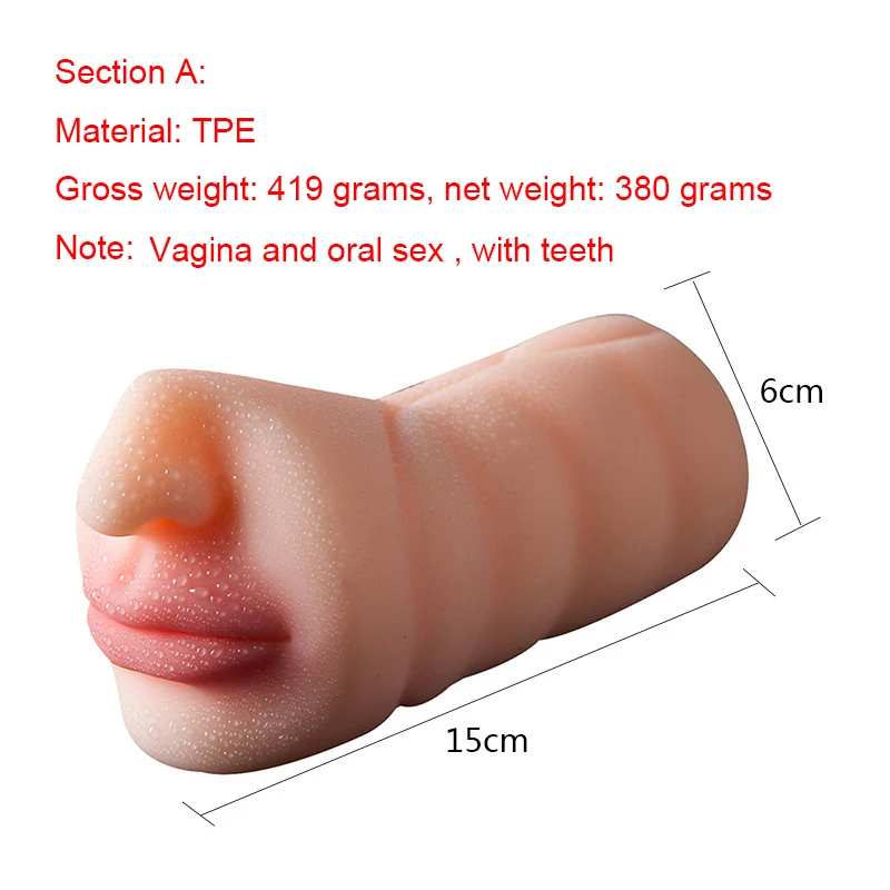 Male Masturbator Realistic Vagina Oral Mouth Aircraft Cup Real Pussy Sexo Intimate Goods Deep Throat Double Hole Sex Toy for Men