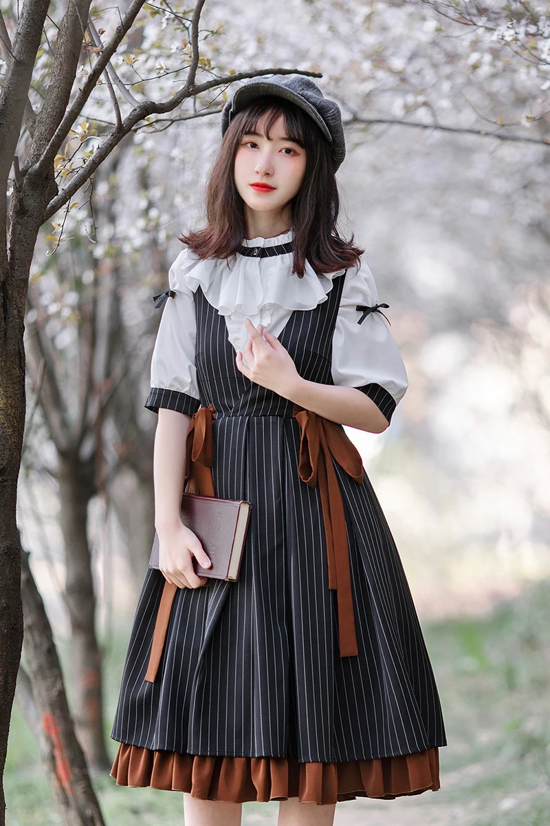 Anh Học Đại Học Phong Cách Ngọt Lolita Đầm Dây Retro Ren Nơ Victoria Đầm Xinh Xắn Kawaii Cô Gái Gothic Lolita Cos Loli