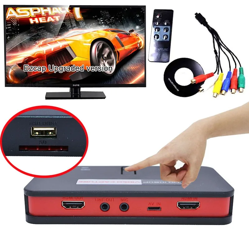 2017 new VHS Player recorder, convert HDMI YPbPr input to U-Driver SD TF Card directly,no need computer