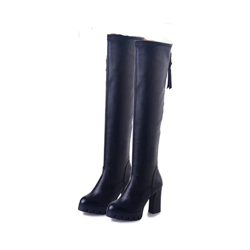 Stivali lunghi da donna Stivali sopra il ginocchio Piattaforma Donna sexy Autunno Inverno Stivali alti alla coscia Tacchi alti Botas Mujer