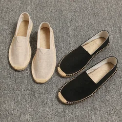 Men Fashion Flats Plimsolls Solid Canvas Shoes Casual Linen Loafers Lovers Shoes Male hemp Espadrille Fisherman Shoes 569po