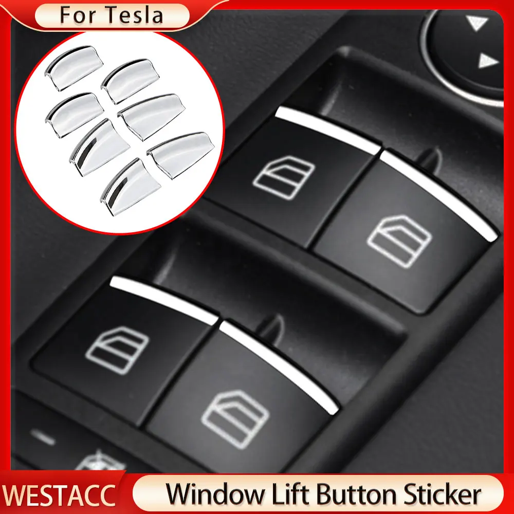 7 pz/set ABS Chrome Car Window Lift Switch pulsanti paillettes Trim Cover Sticker per Tesla Model S X 2012 - 2020 accessori