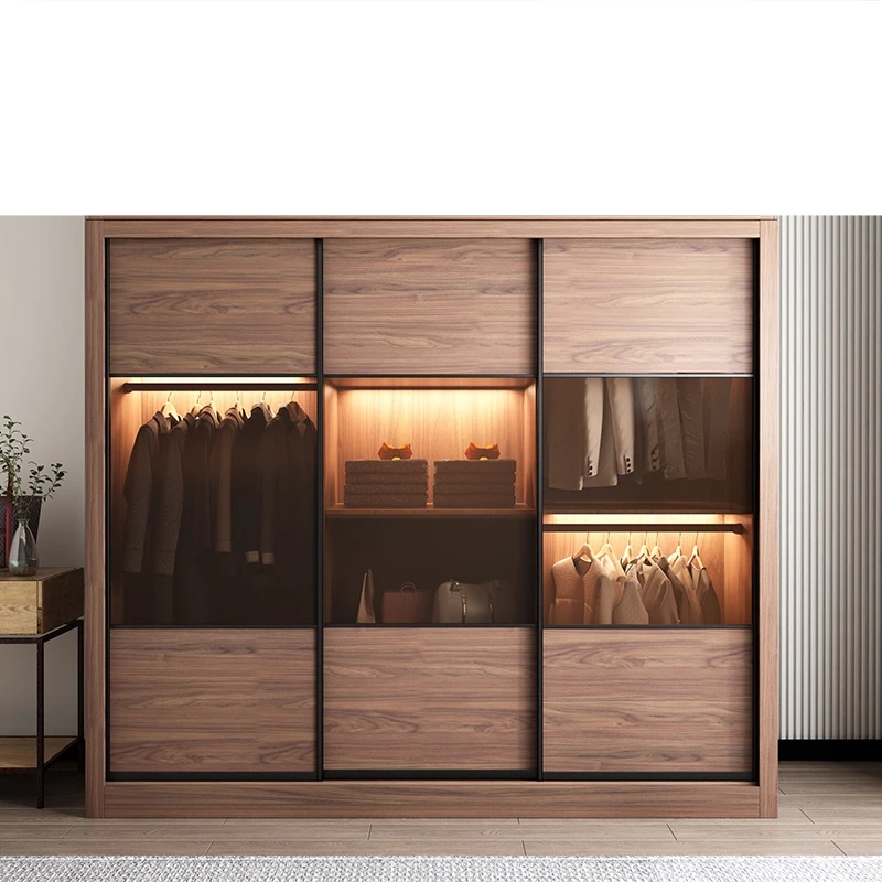 Sliding door closet Nordic modern simple glass WARDROBE BEDROOM sliding door storage cabinet