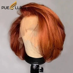 Perruque Fermeture 4x4 Perruque Fermeture Dentelle 5x5 Perruque Bob Lace Closure Wig brésilienne naturelle, cheveux courts, brun gingembre, 5x5, Lace Front Wig, Side Part perruque bob pas cher