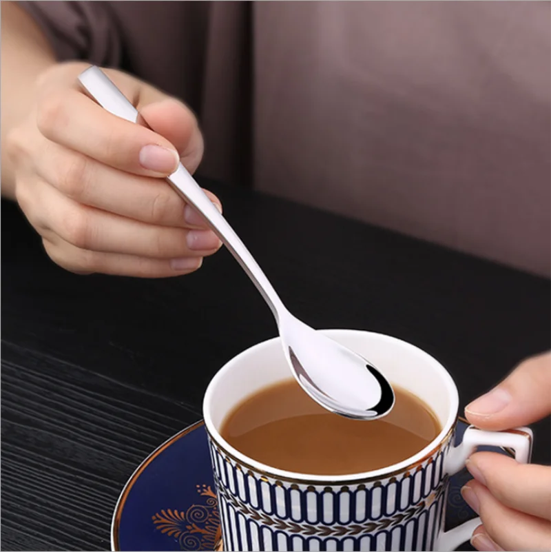 304 stainless steel retro western coffee spoon thickened small creative stirring long handle spoon small soup spoon