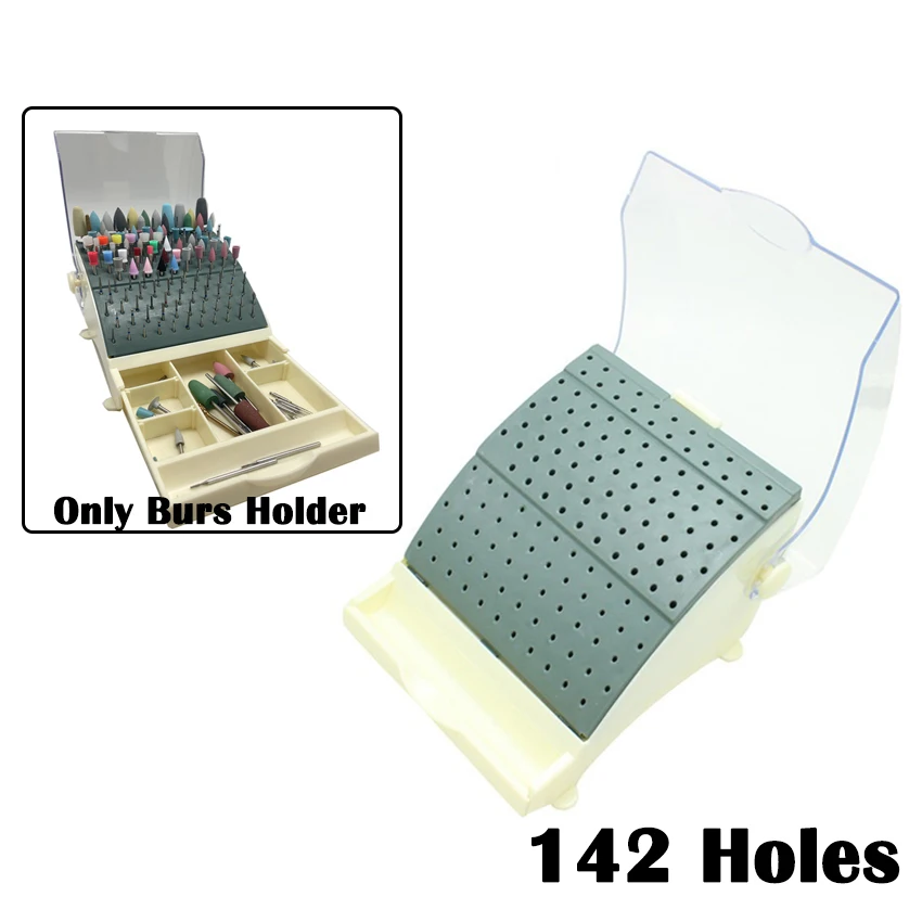 

142 Holes Bur Block Holder Dustproof Nail Drill Bit Organizer Diamond Burs Holder Block Disinfection Box for Dental Oral Care