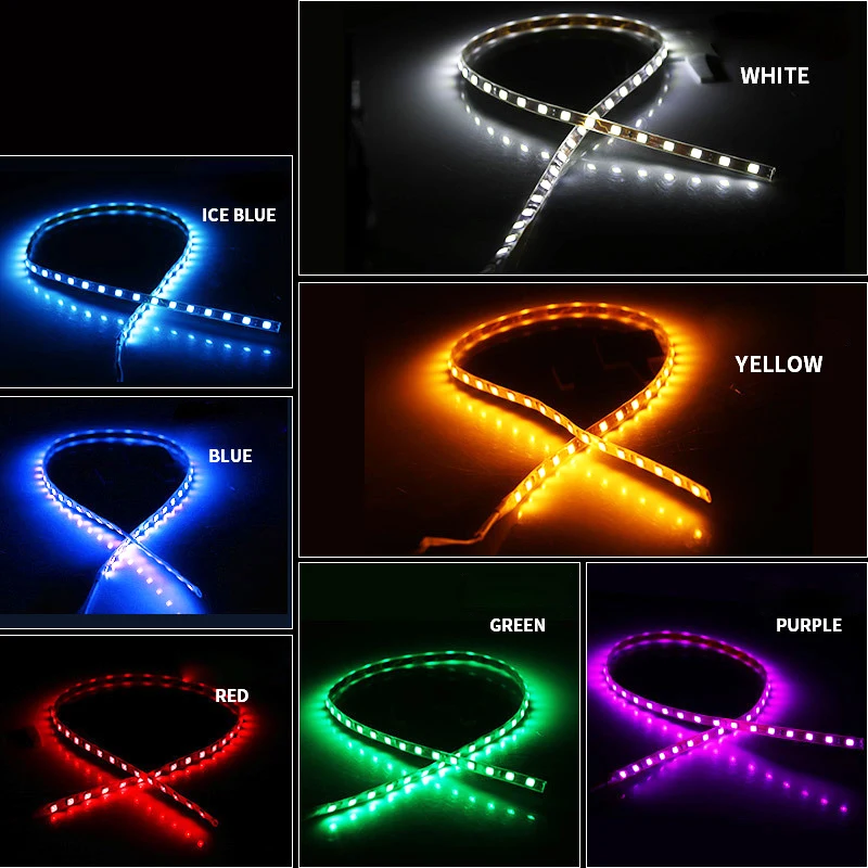 1x 45CM Car DRL Light Auto Decorative Flexible LED Strip Light Car LED Daytime Running Light Car LED Strip Light 12V Waterproof