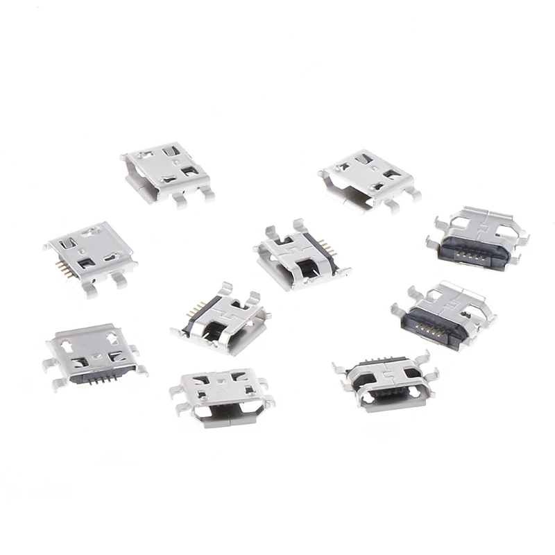 10 Pcs Micro USB Type B 5 Pin Female SMD 4 Pin Legs DIP Socket Connector Drop Ship Support