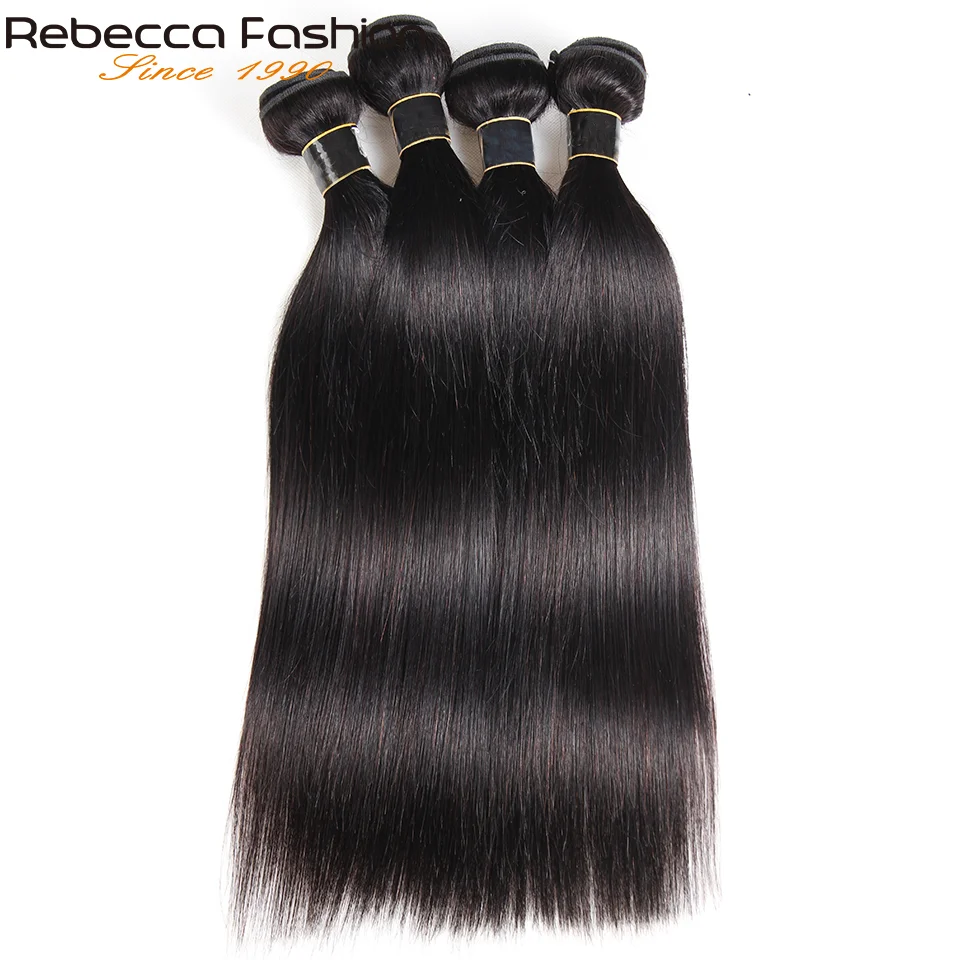 Rebecca Straight Hair Bundles Peruvian Remy Hair Bundles Natural Black Human Hair Weave Bundles Silky Hair Sold By 1/3/4 Pcs