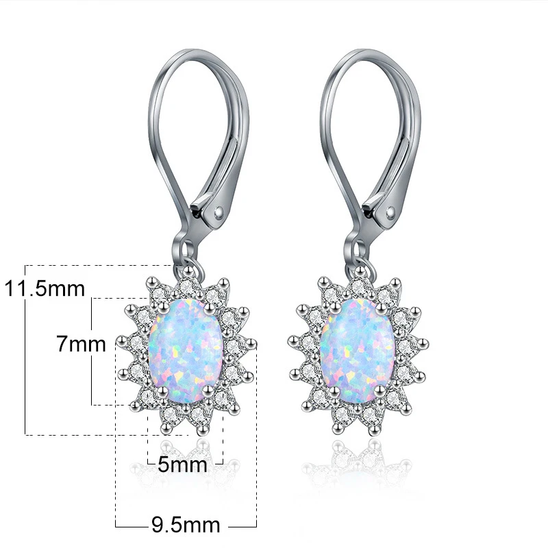 Elegant Female Fashion earring Simple Imitation Opal Blue Oval Earrings White Ear Hook Women Wedding Christmas Jewelry Gifts