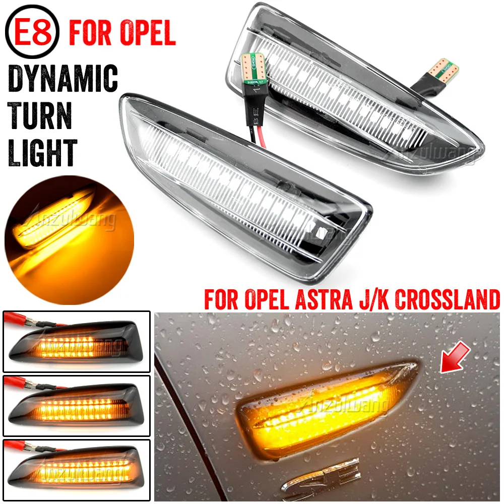 2x Car Side Marker Lights Dynamic LED Turn Signal For Opel Vauxhall Astra J K Crossland X Insignia B Zafira Side Fender Lamp