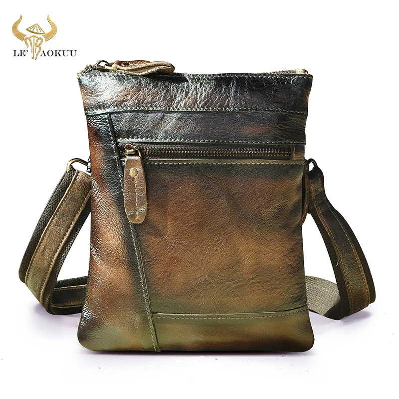 Soft Real Leather Male Design Coffee Shoulder Messenger bag Fashion Cross-body Bag 9\