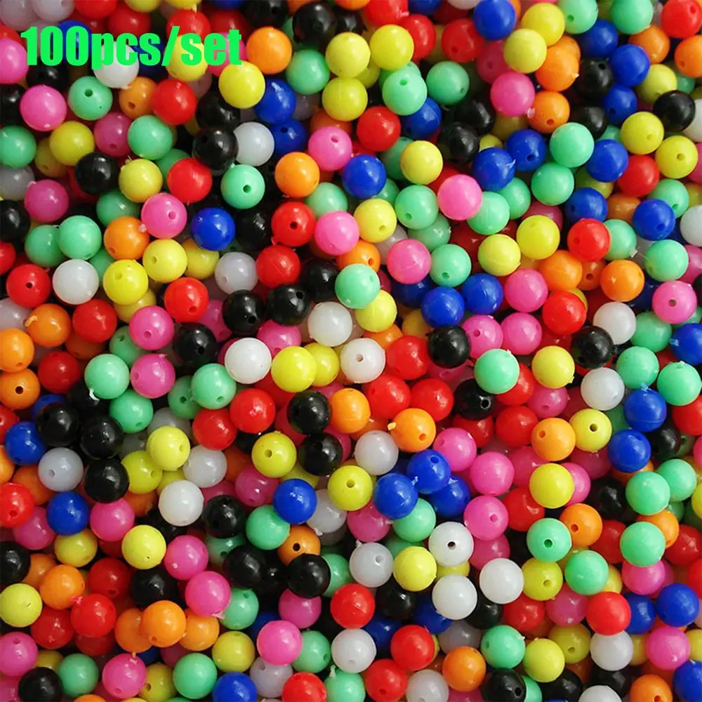 100pcs New Mixed Color Stoppers PE Plastic Fishing Cross Beads Drill  Double Pearl  Floats Balls