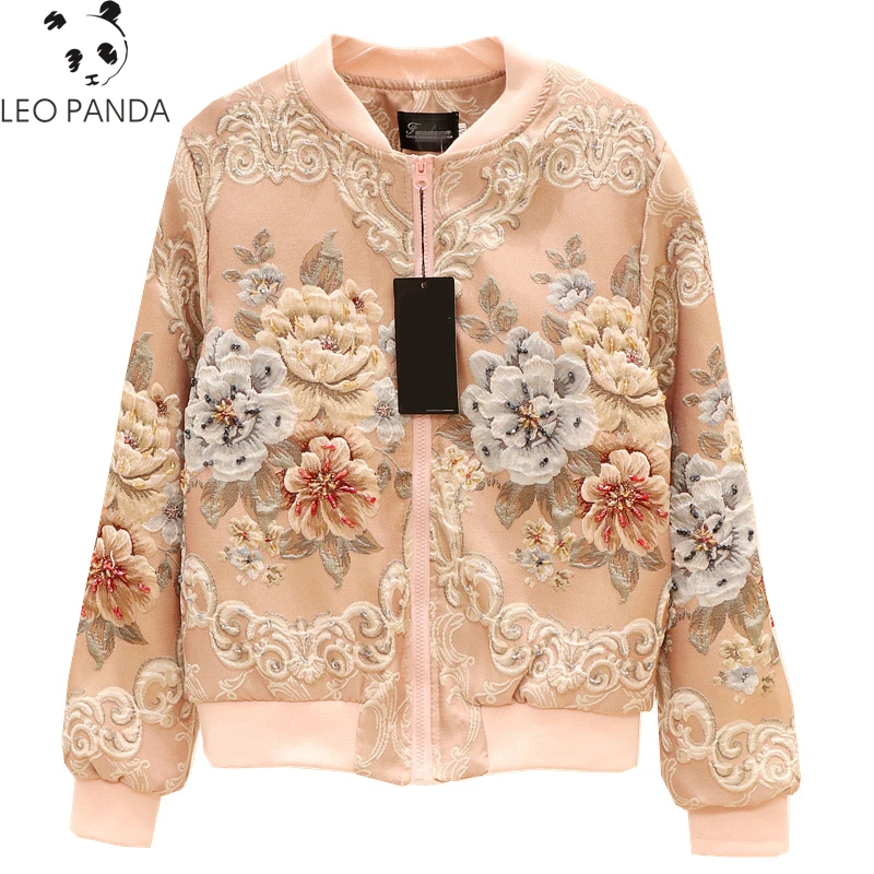 2020 High Quality Women jacket Palace Jacquard Luxury Retro Baseball Uniform  Autumn Winter New Casual Fashion Ladies Outerwear