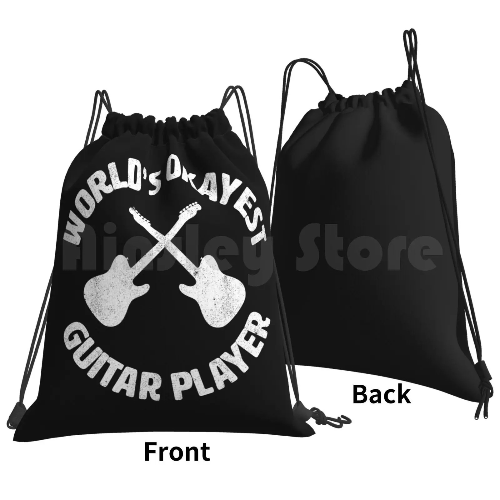 Worlds Okayest Guitar Player Guitarist Backpack Drawstring Bags Gym Bag Waterproof Music Musical Instruments Blues Band