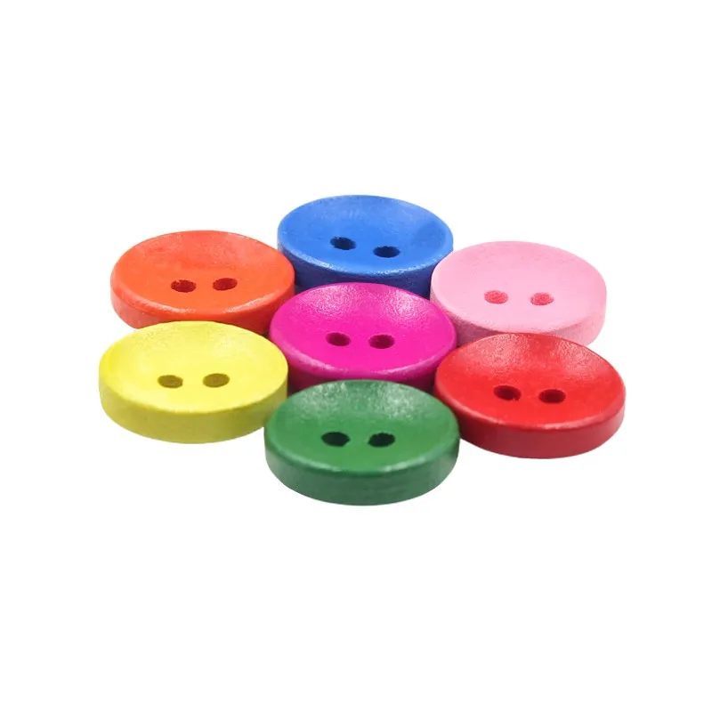 25-100Pcs 15-25MM Wooden Sewing Buttons Scrapbooking Round Colorful Mixed Two Holes Children\'s Handmade Crafts Diy Wood Buttons