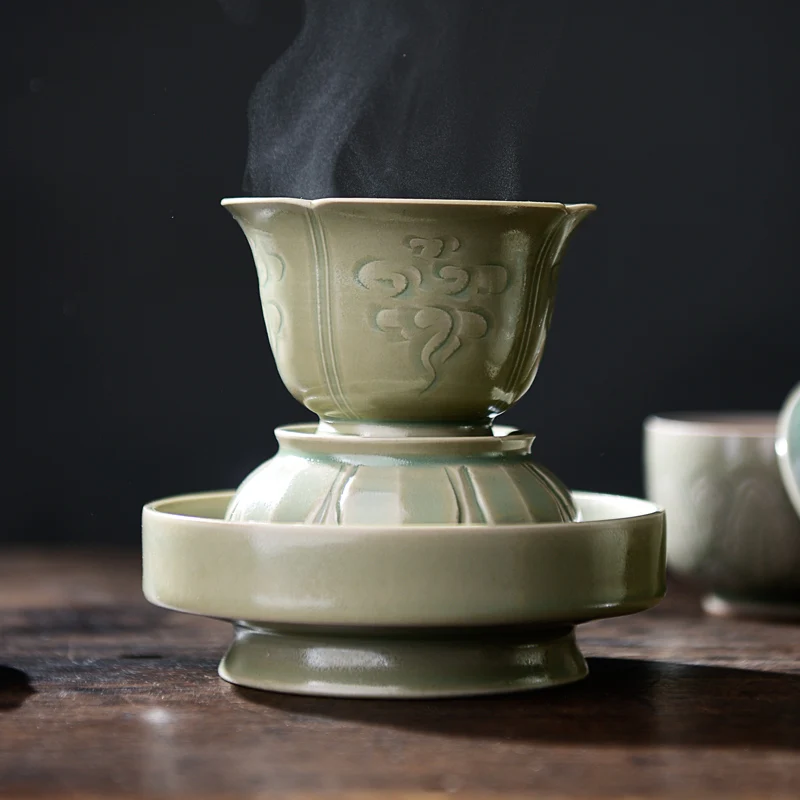 |kiln celadon secret glaze master cup single cup hand cut longquan archaize ceramic kunfu tea light cup sample tea cup