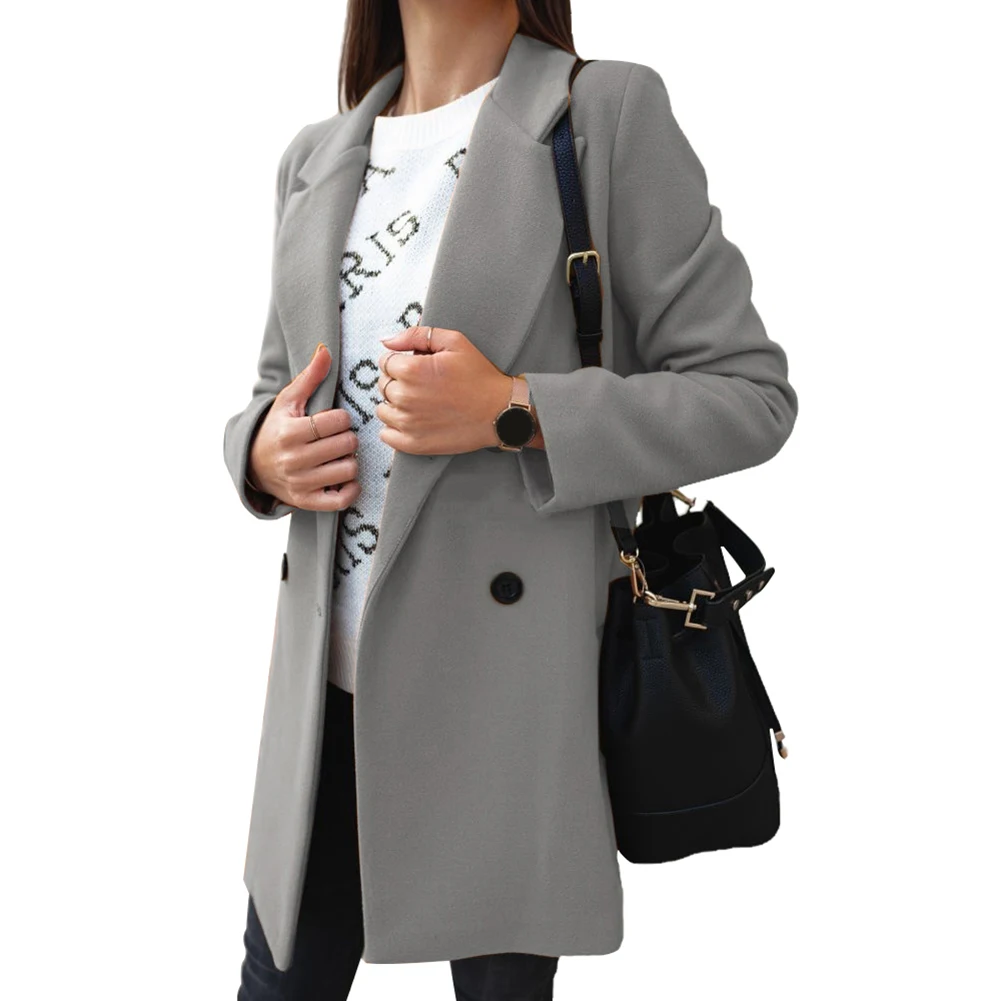 Vrouwen Trenchcoat 2021 Herfst Winter Mode Brede Revers Bovenkleding Knoppen Warme Lange Jas Elegante Windjack