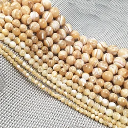 Natural Shell Bead Round Stripe Loose Bead 4 6 8 10 12 MM for Making DIY Jewelry Necklace Bracelet Accessories