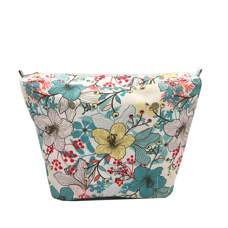 Classic Mini Floral Border Lining for O bag women bag Colorful Print Inner Zipper Pocket For Obag insert waterproof coating