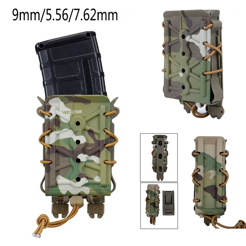 Tactical Molle Magazine Pouch 9mm 5.56 7.62mm 45ACP AR 15 Airsoft Rifle Pistol Fast Mag Pouch Quick Release Case with Belt Clip