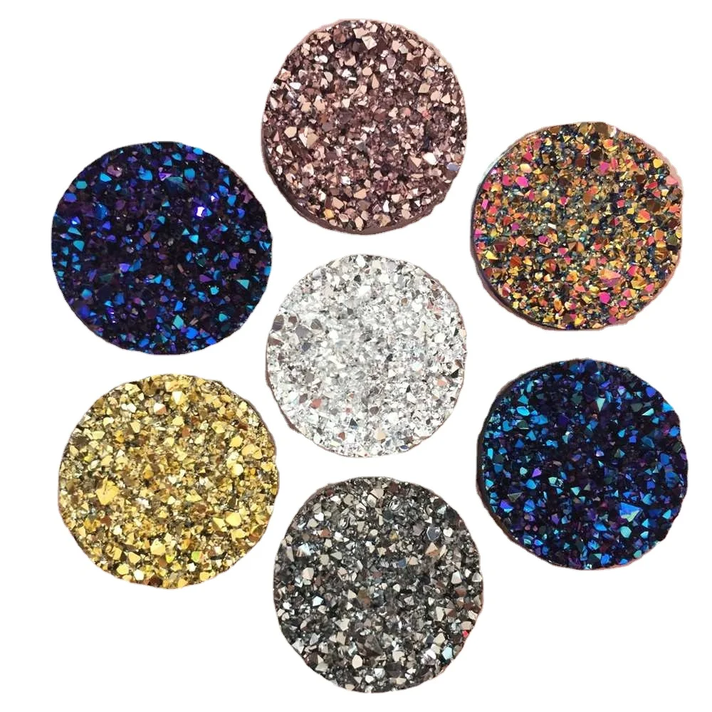 Bling AB Resin 25mm Round Ore Irregular Surface Flatback Rhinestone Buttons Appliques Ornaments DIY Wedding Scrapbook Craft L18