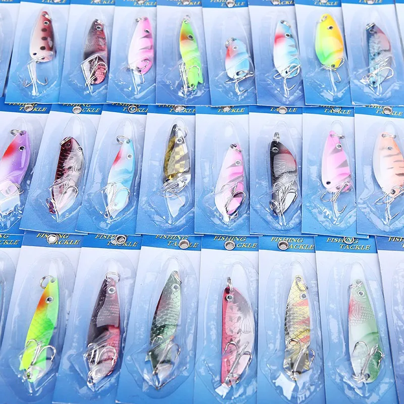 Free shipping Lot 30pcs Spinner Spoon Metal Lure Iscas Artificial Bait Fishing Lure Kit Spinner Bait Crankbait Fly Fishing