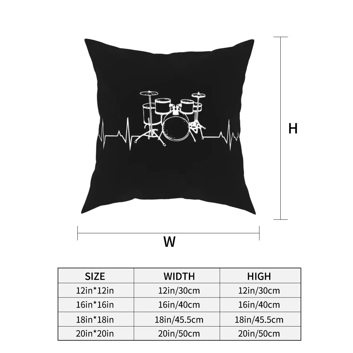 Drums Heartbeat Funny Drummer Pillowcases Couch Drum Rock Music Cushion Case Cute Decorative Pillowcase 45*45cm