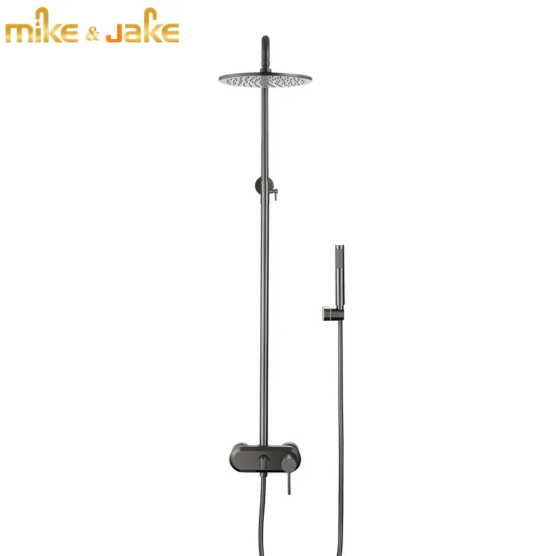 

Gunmetal gray bathroom shower set luxury gun metal shower mixer hot and cold bathtub shower kit