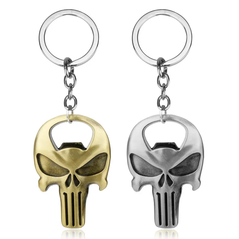 Skull Beer Bottle Opener Keychain Practical Ornaments Pendant Zinc Alloy Openers Gifts Gold Silver Kitchen Tools Accessories