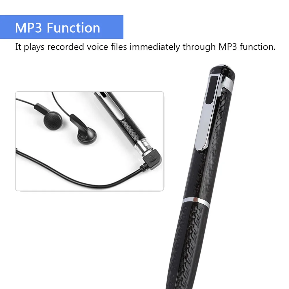 Pen-shaped Continuous 12-hour Digital Voice Recorder 192Kbps One-button Audio Recorder Portable Audio Video