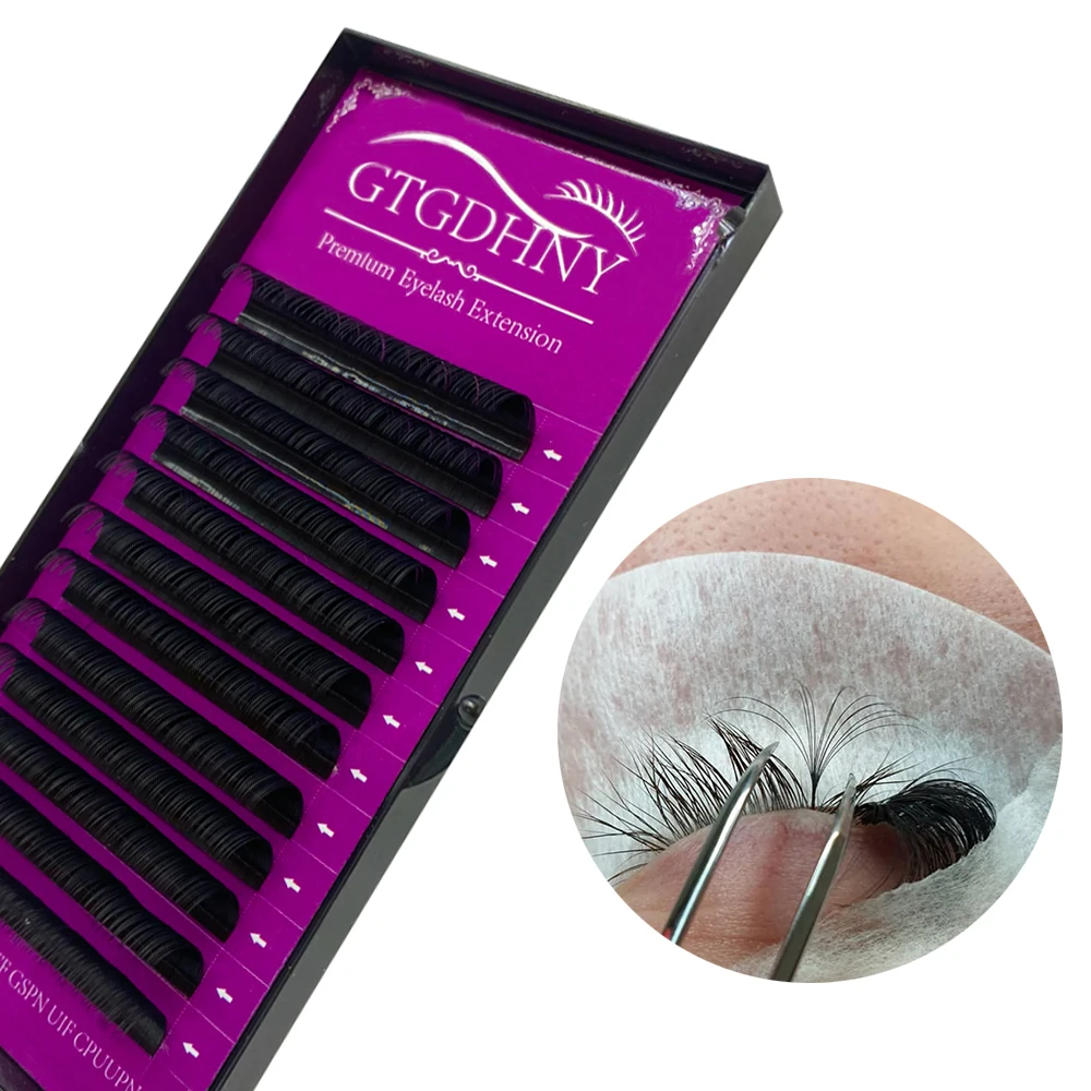 

100% Handmade Russian Volume Eyelashes Extensions Beauty Natural Korea Silk Mink Individual Eye Lahe Soft Eyelash 12Lines /Tray