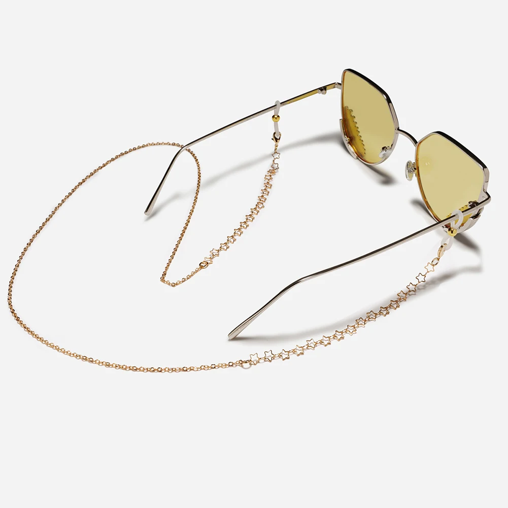 Sweet Elegant Hollow Star Glasses Chain Unisex Classic Anti-Slip Metal Sunglasses Necklace