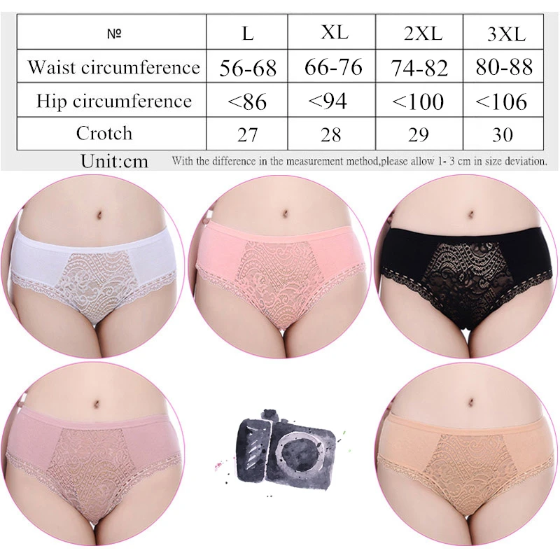 Innsly Underwear Women High Waist Panties Cotton Big Size Female Briefs Lace Embroidery Breathable Lingeries