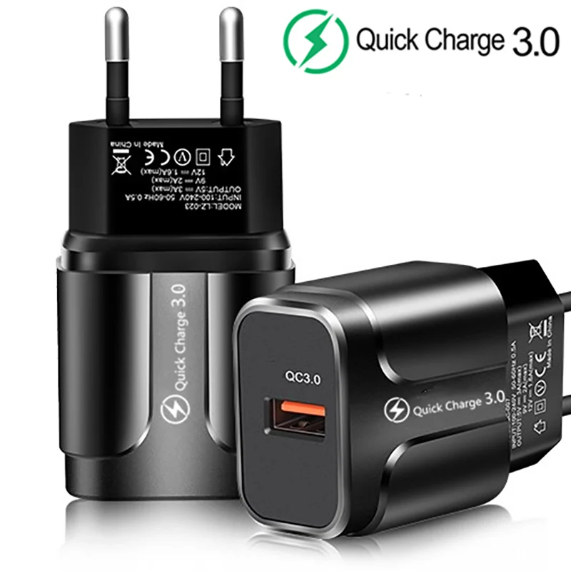 3A Quick Charge 3.0 USB Charger สำหรับ iPhone 11 Pro 8 EU ชาร์จโทรศัพท์มือถือ Adapter QC3.0 Fast Charging สำหรับ Samsung Xiaomi