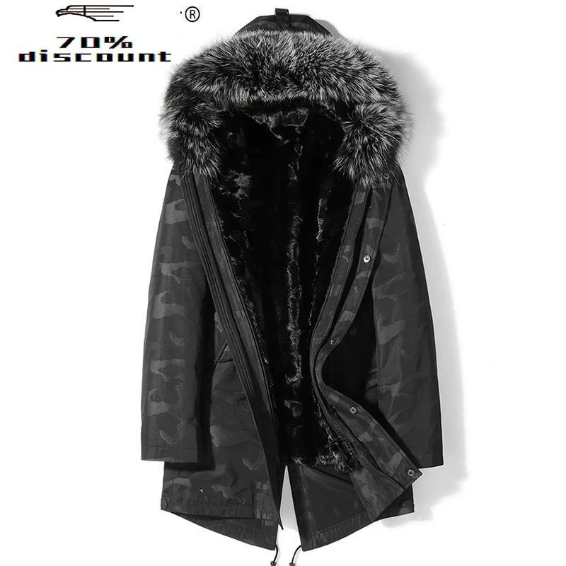 

Winter Jacket Real Fox Fur Collar Hooded Coat Mink Fur Liner Jackets Parka Veste Homme Hiver Canada Style P-N2326 ZL862