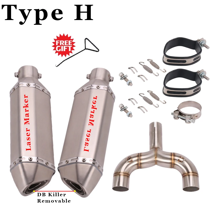 Motorcycle Exhaust For Benelli 600 TNT600 BN600 BJ600 Slip On Modified Double Outlet Middle Link Pipe Escape Muffler DB Killer