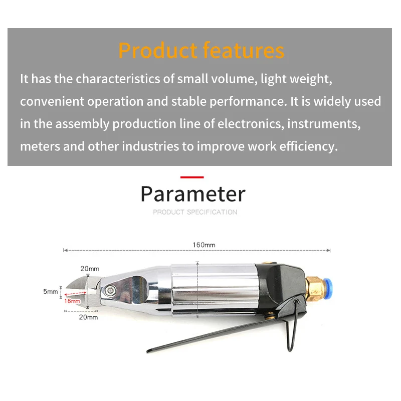 Pneumatic Scissors Tool Air Shear Wind Cutter Clamping pliers Pneumatic shears for Electronic Component Pin Metal