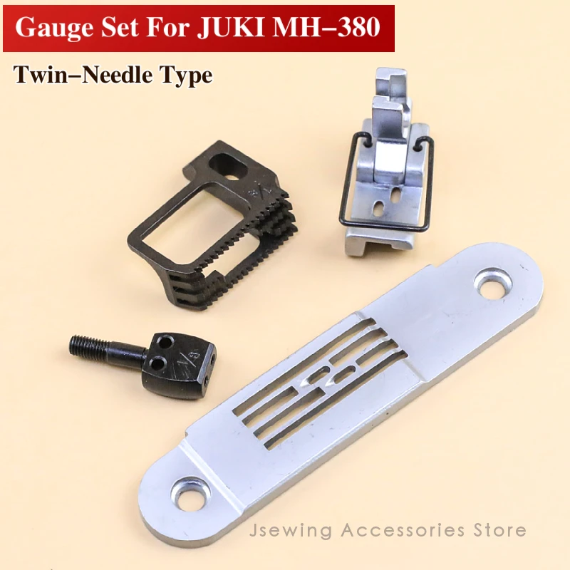 MH-380 Gauge Set For JUKI Double Needle Chain Stitch Sewing Machine Accessories Needle Plate Feed Dog Presser Foot Fit 2 Needle